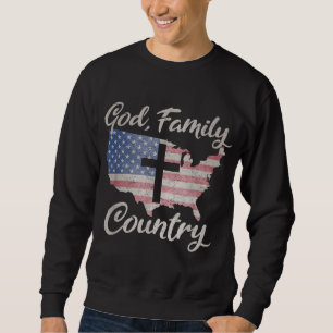 Sudadera PAÍS DE DIOS FAMILIARES Cruz Cristiana Vintage USA
