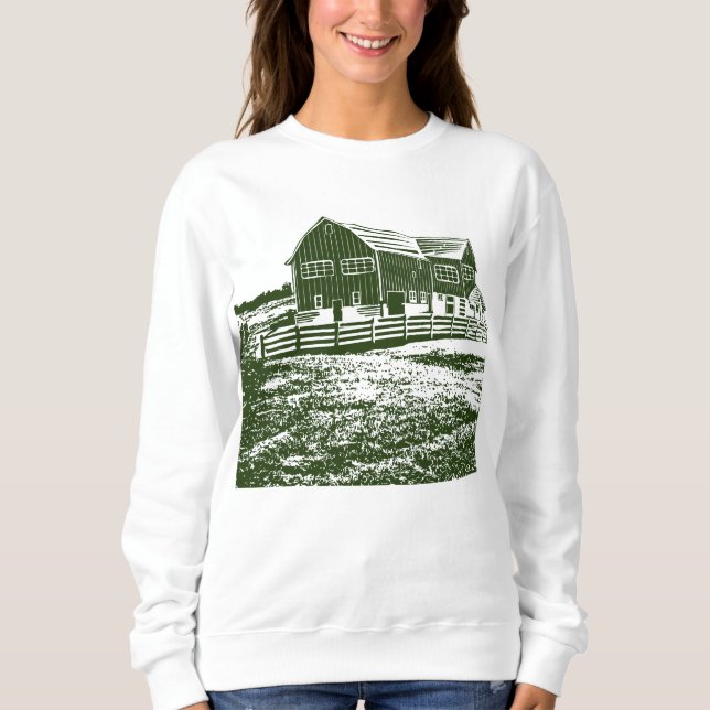 Sudadera Paisaje campestre estilo madera casa de campo (Anverso)