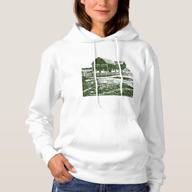 Sudadera Paisaje campestre estilo madera casa de campo (Anverso)