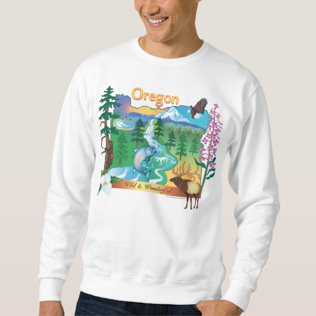 Sudadera Paisaje de Oregon y camiseta de la fauna (Anverso)