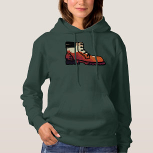 Sudadera Paisaje de zapatos de excursión retro - atardecer 