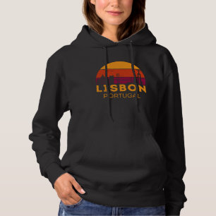 Sudadera Paisaje del atardecer retro de Lisboa Silueta del