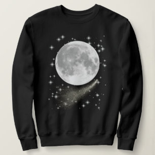 Sudadera Paisaje lunar con luna llena, estrellas y cometa