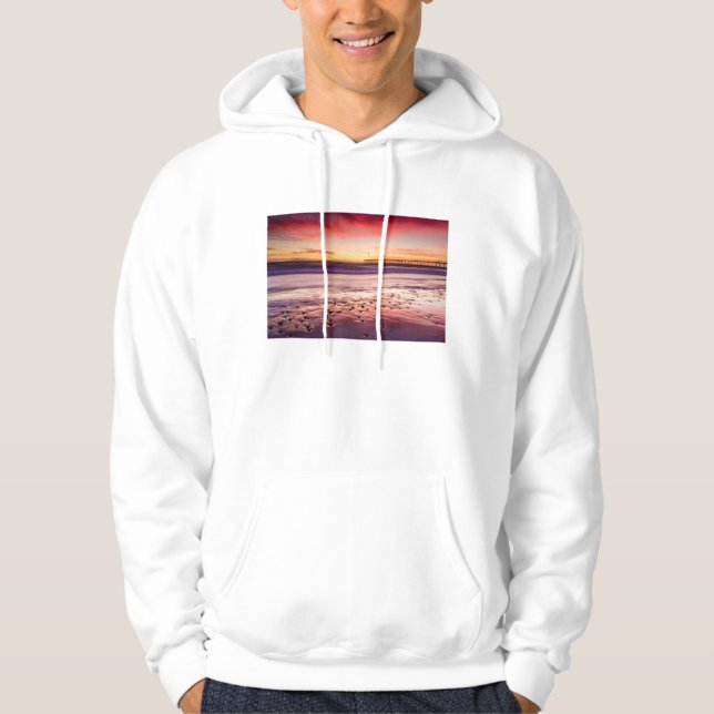 Sudadera Paisaje marino y muelle al atardecer, CA (Anverso)