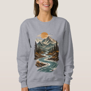 Sudadera Paisaje montañoso agreste del río sinuoso