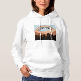 Sudadera Paisaje Resumen Árboles forestales Arcoiris y Aves