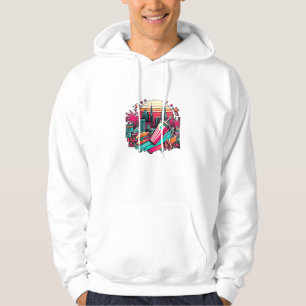 Sudadera Paisaje Retro Neon Cityscape con Vibes de Comida R