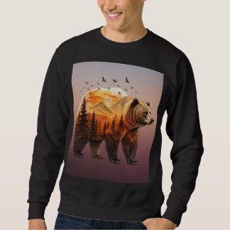 Sudadera Paisaje rústico de oso grizzly