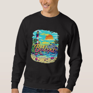 Sudadera Paisaje urbano de la playa del atardecer de Biloxi
