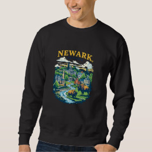 Sudadera Paisaje urbano del atardecer vintage de Newark Del