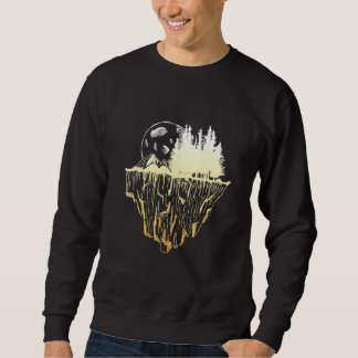 Sudadera Paisaje Volador Con Bosque De Montañas Y Luna