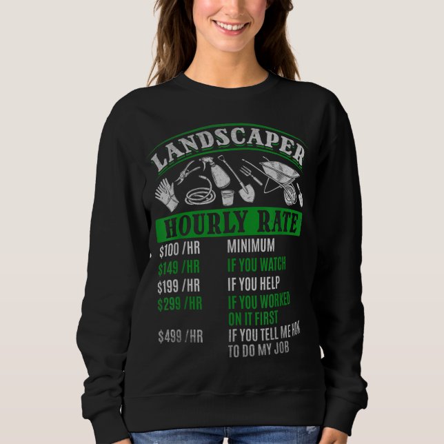 Sudadera Paisajismo en Jardinería con tarifa horaria (Anverso)
