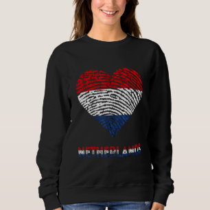 Sudadera Países Bajos Corazón Huella dactilar Bandera holan