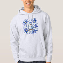 Pájaro azul con flores