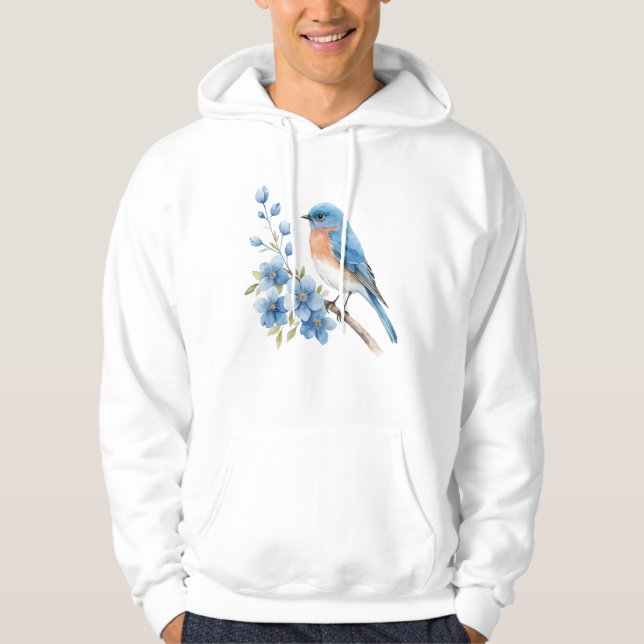 Sudadera Pájaro azul con flores azules (Anverso)