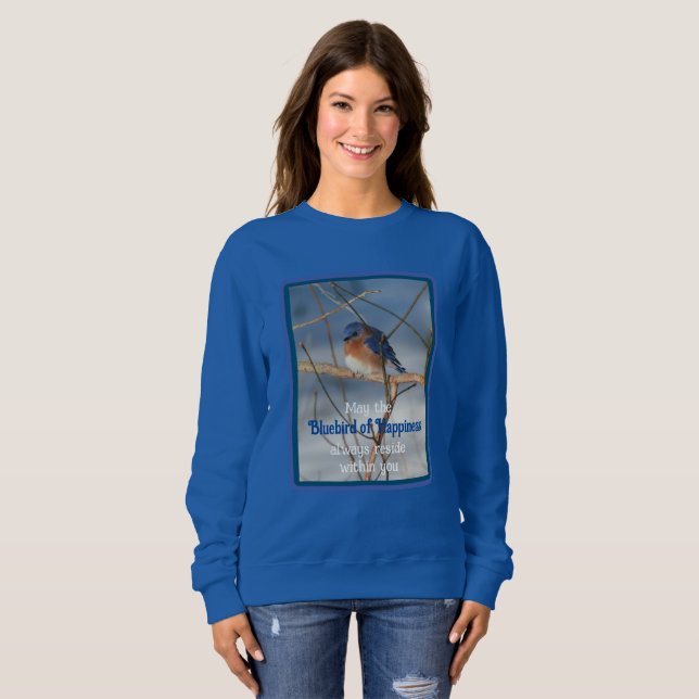 Sudadera Pájaro Azul De La Felicidad Inspirador (Anverso completo)