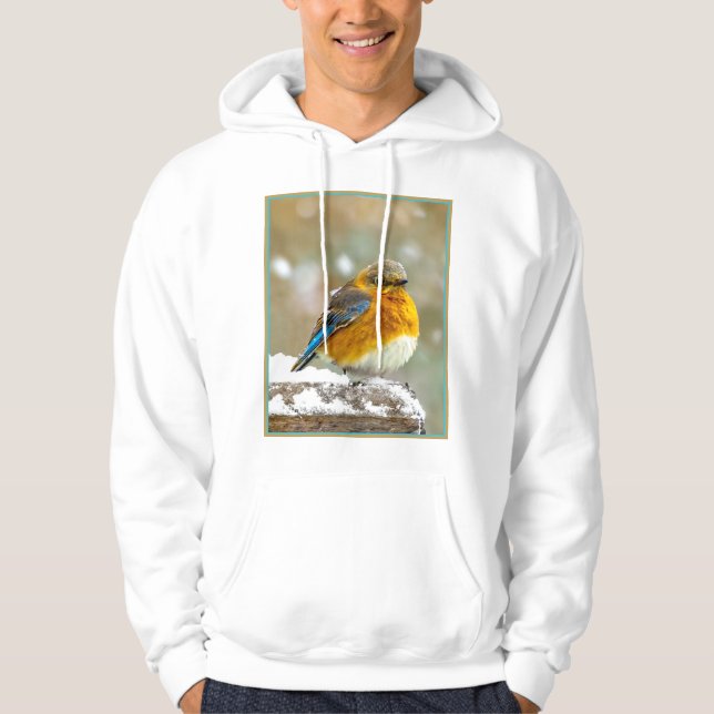 Sudadera Pájaro azul oriental en nieve - Fotografía origina (Anverso)
