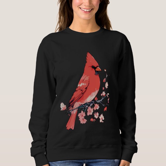 Sudadera Pájaro cardinal. La naturaleza es ruby. Belleza en (Anverso)