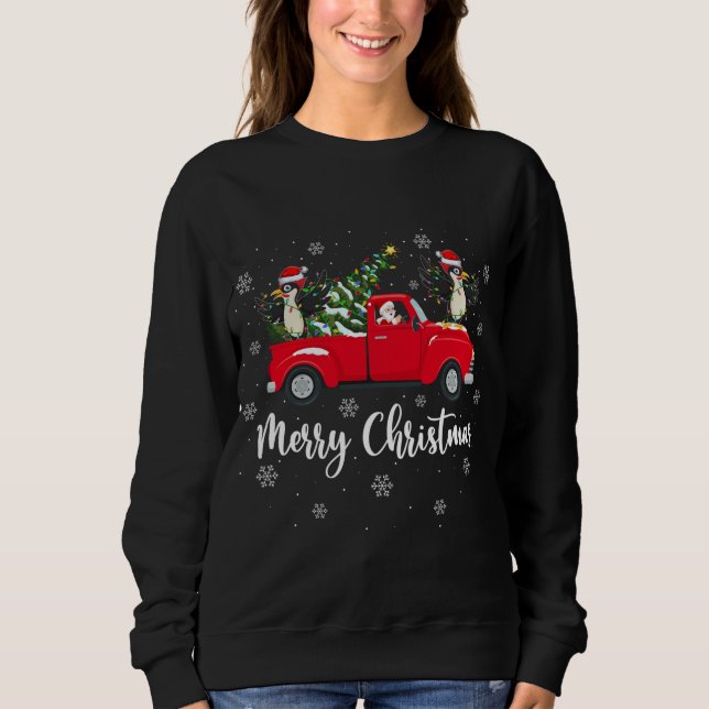 Sudadera Pájaro carpintero de árboles de navidad de Santa R (Anverso)