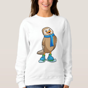 Sudadera Pájaro como esquiador con esquí y bufanda