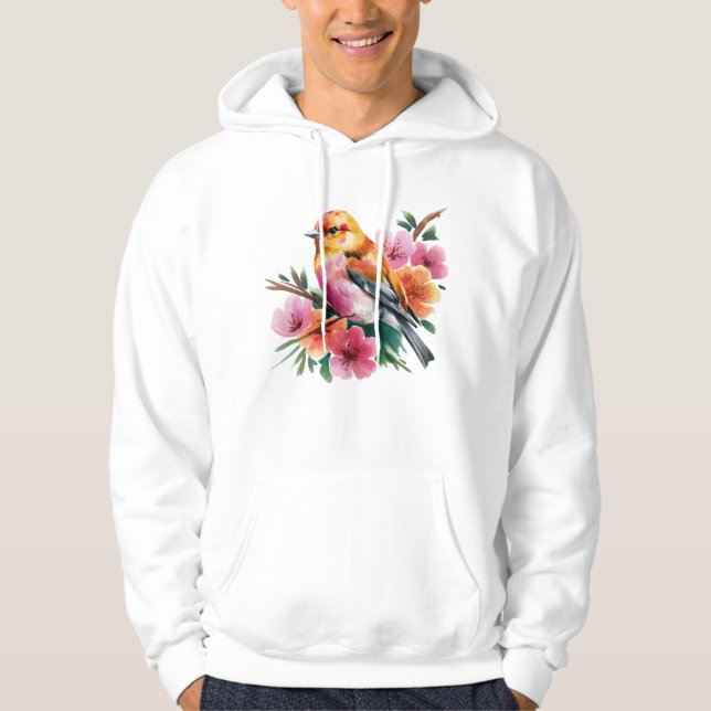 Sudadera Pájaro de Flor Rosa (Anverso)