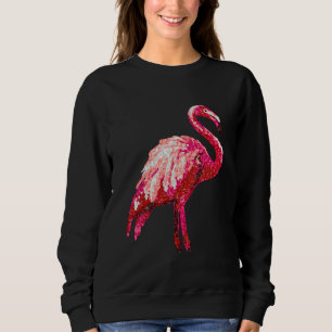 Sudadera Pájaro Flamingo Tropical Impreso con Lentejuelas F