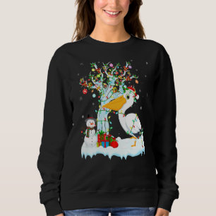 Sudadera Pájaro Pelicano Xmas Árbol iluminando Santa Hat Pe