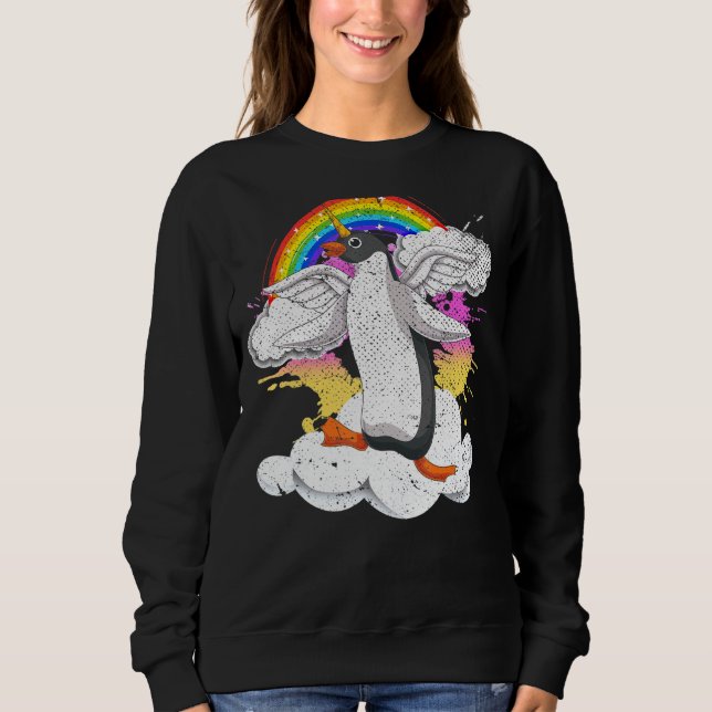Sudadera Pájaro zoológico pingüino arcoiris mágico pingüino (Anverso)
