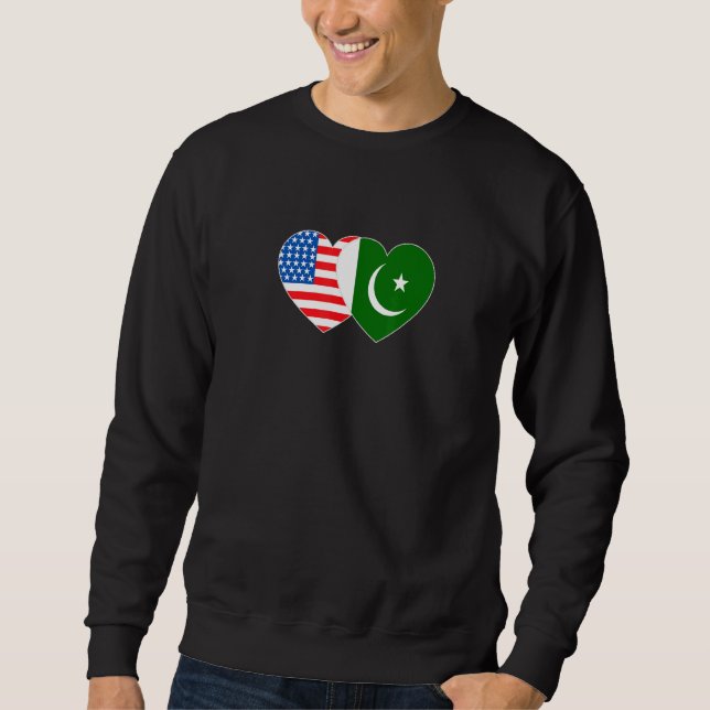 Sudadera Pakistan&USA Flag Twin Heart for Pakistani America (Anverso)