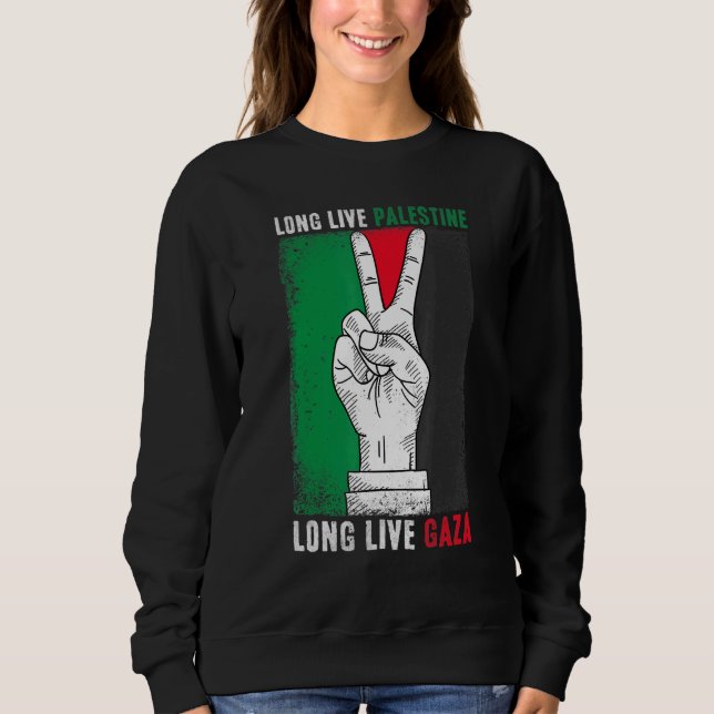 Sudadera Palestina Libre con bandera de Gaza viva con bande (Anverso)