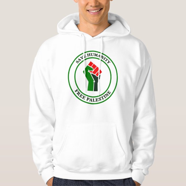 Sudadera Palestina Libre, Salven Humanidad, Camiseta Solida (Anverso)