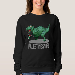 Sudadera Palestinesaurus T-Rex sosteniendo la bandera de Pa