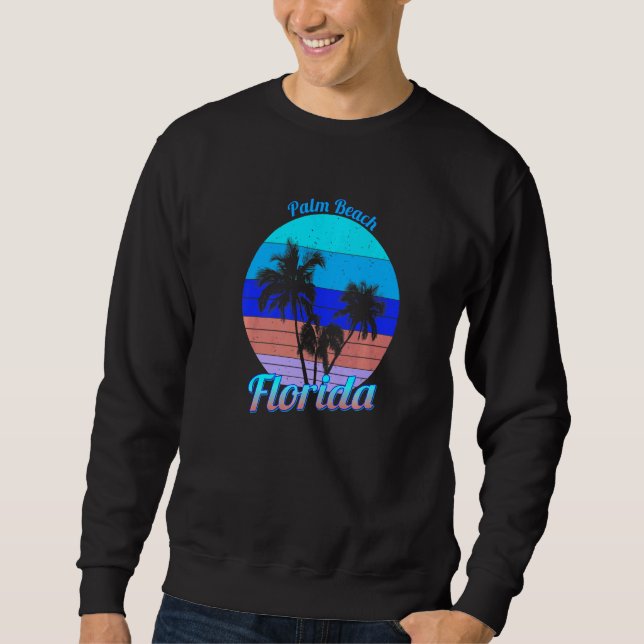 Sudadera Palm Beach Florida Retro Tropical Palmeras Vacacio (Anverso)
