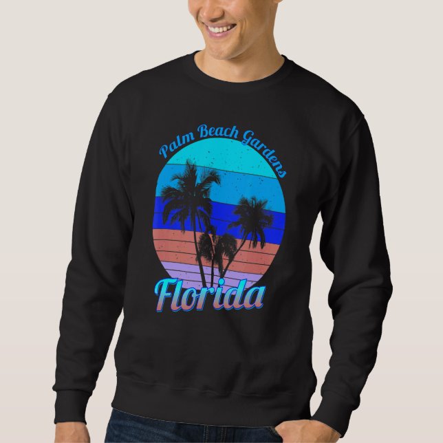 Sudadera Palm Beach Gardens Florida Retro Tropical Palm Tre (Anverso)