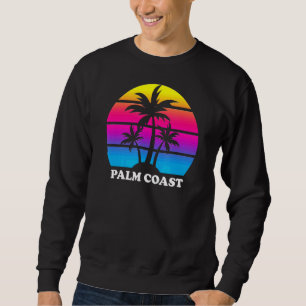 Sudadera Palm Coast Florida Retro Palm Tree Sunset Vacacion