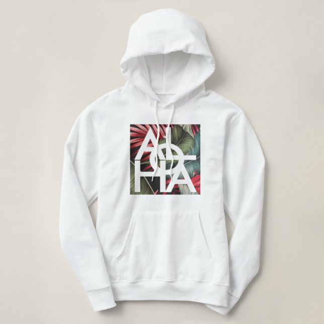 Sudadera Palm Roja Moderna Aloha Hawaii Island (Diseño del anverso)