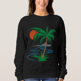Sudadera Palm Tree by the River | Tropical Sunset Art