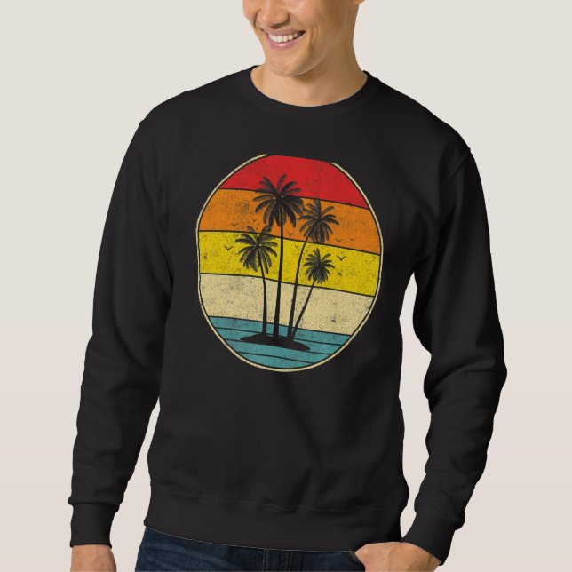 Sudadera Palm Tree Tropical Beach Cuidada Estilo Retro Vint (Anverso)