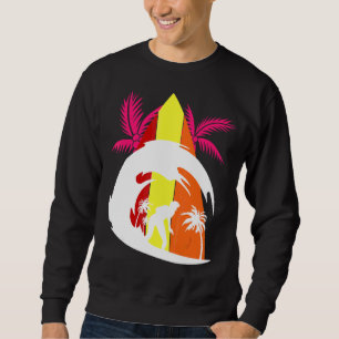 Sudadera Palm Trees Ocean Surfboard Surfer Sport Waves Surf
