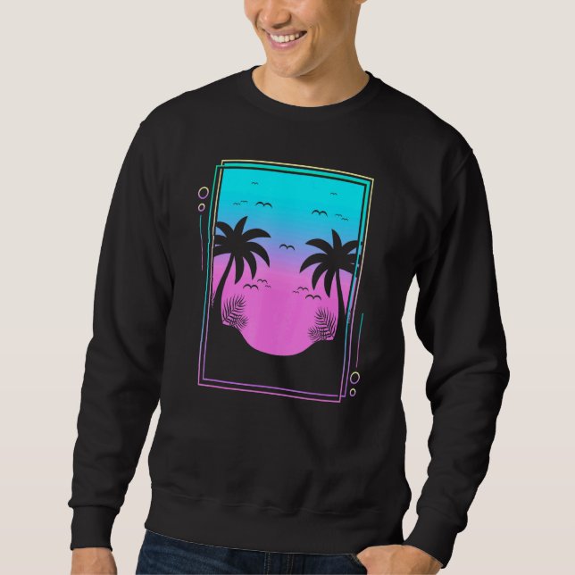 Sudadera Palm Trees Sunrise Beach Tropical Summer Vapor de  (Anverso)