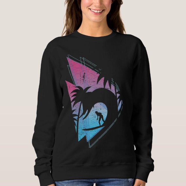 Sudadera Palm Trees Synthwave Surfing Vaporwave Surfe (Anverso)