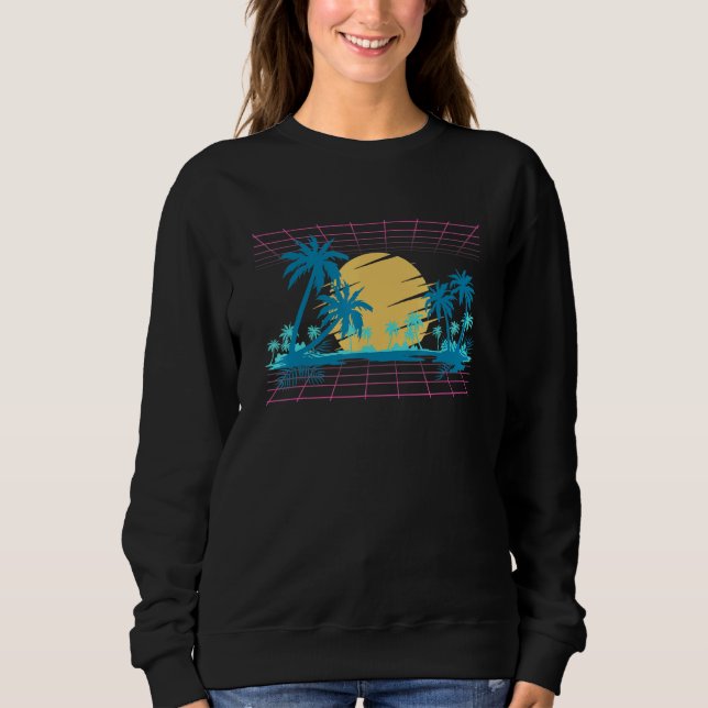 Sudadera Palm Trees Tropical de Art Vaporwave Beach de los  (Anverso)