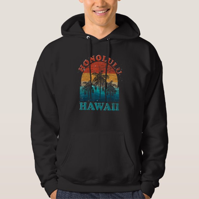 Sudadera Palm Trees Tropical Hawaiian Beach Honolulu Retro (Anverso)