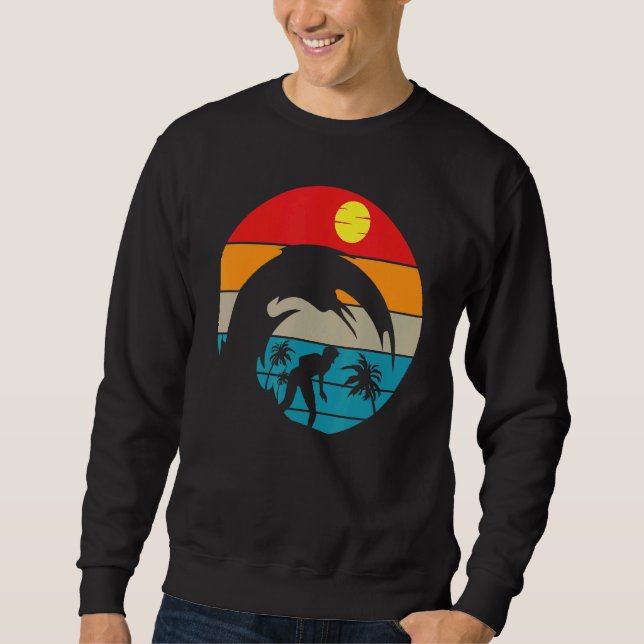 Sudadera Palm Trees Tropical Surfboard Retro (Anverso)