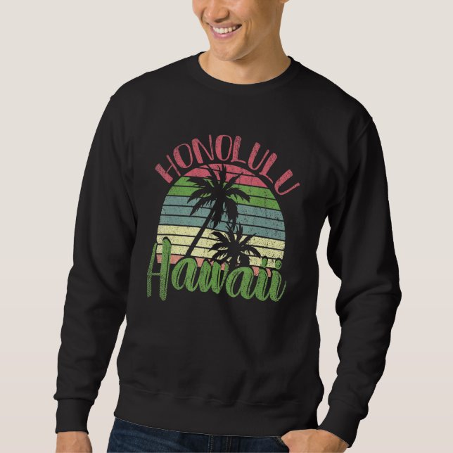 Sudadera Palm Trete Tropical Honolulu Retro de Verano de Ha (Anverso)