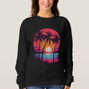 Sudadera Palmeras al Atardecer Retro Vintage Vacaciones Pla