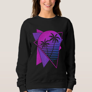 Sudadera Palmeras de atardecer tropical de estilo retro de 