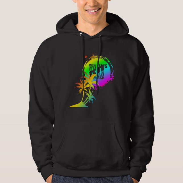 Sudadera palmeras de puesta de sol ochentera de moda (Anverso)