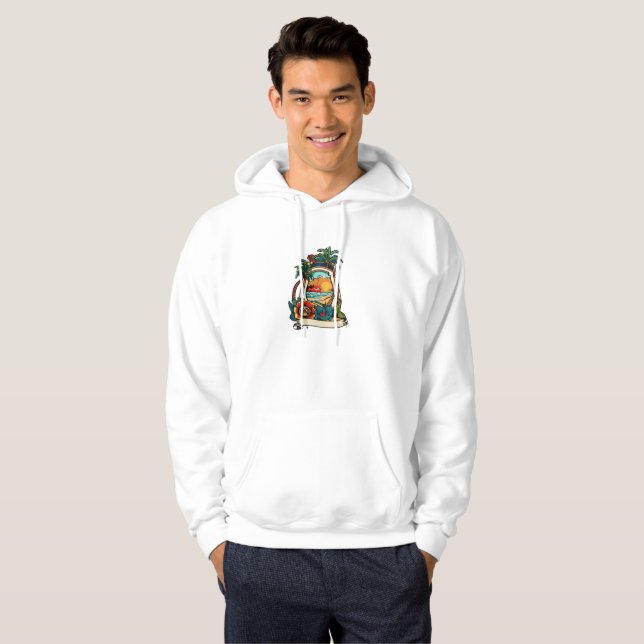 Sudadera Palmeras océano olas tatuajes arte hoodie (Anverso completo)