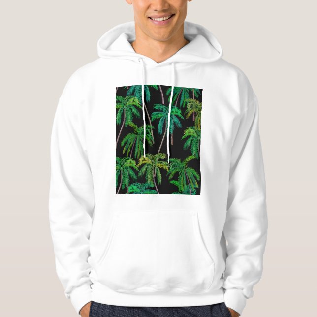 Sudadera Palmeras: Patrón de verano acrílico. (Anverso)